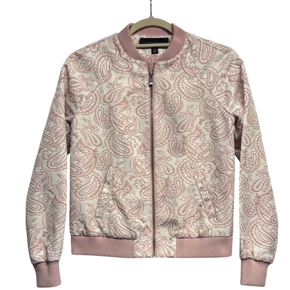 Victoria Beckham Pink Paisley Bomber Jacket
